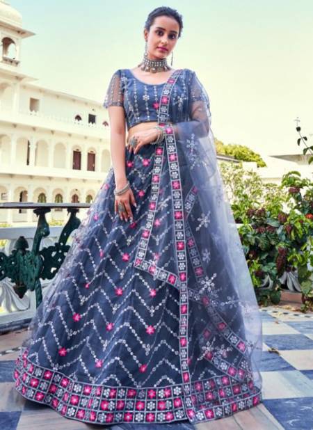 Gray Colour Niva 3 Heavy Work Fancy Wedding Wear Latest Lehenga Choli Collection GS1285